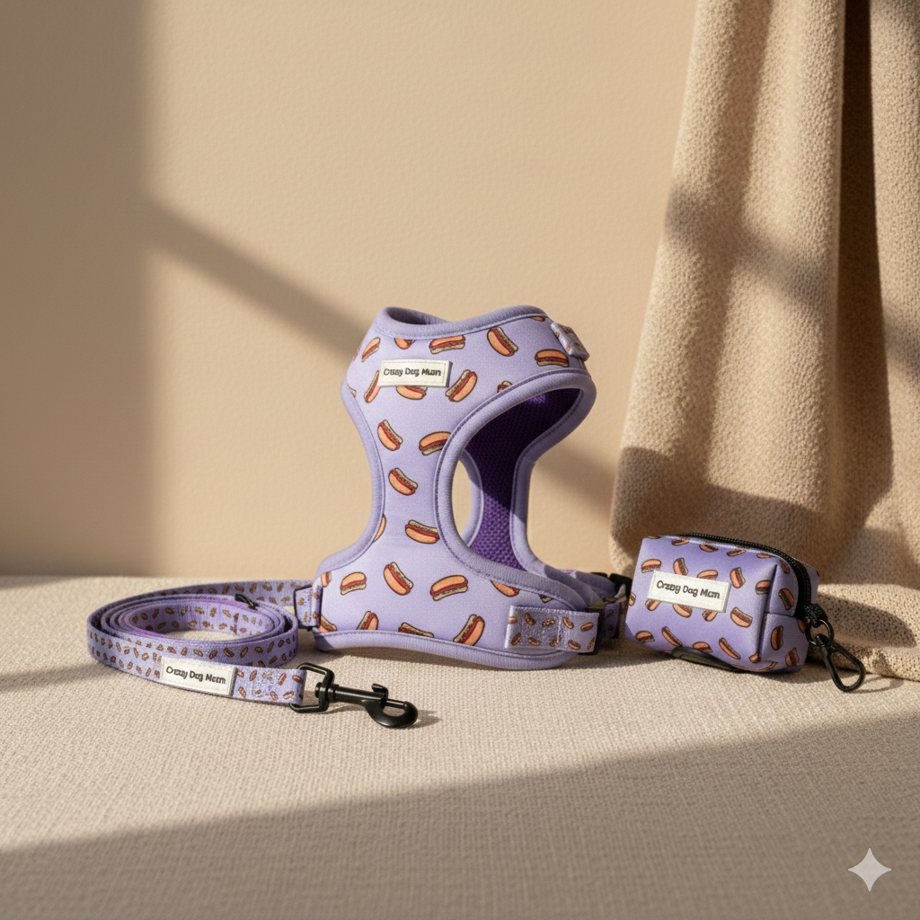 Hot dog lila-  Pack arnés perro pequeño